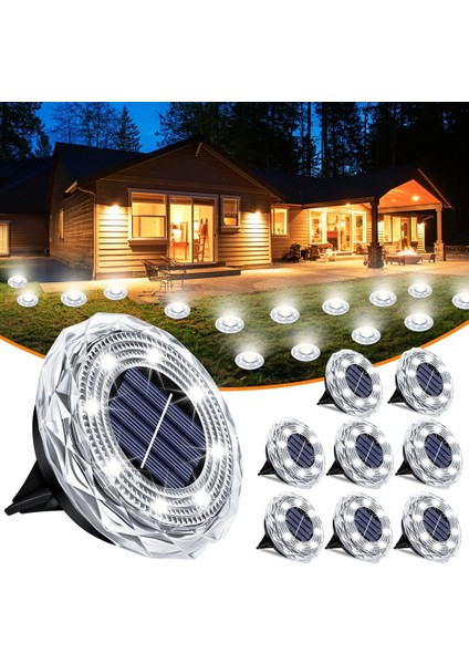 8 Paket Güneş Enerjili Zemin Işıkları Su Geçirmez Dış Mekan Güneş Işıkları Yard Için LED Güneş Enerjili Bahçe Işıkları Veranda Yolu Için (Yurt Dışından)