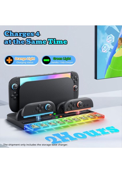 Switch 2 Için 2&#39 Si 1 Arada Şarj Ünitesi ve Oyun Kartı Depolama Istasyonu Için Ns2 Joy-Con Şarj Tabanı Rgb Glow Light ile (Yurt Dışından) fiyatları