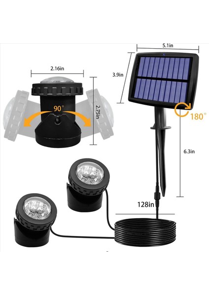 2x Güneş Gölet Spot LED Güneş Sualtı Işıkları Çift Kafa Su Geçirmez Denizaltı Peyzaj Spot Aydınlatma C (Yurt Dışından) fiyatları