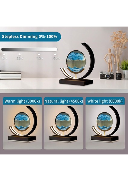 LED Hareketli Kum Sanat Masası Lambası Hızlı ve Gece Işığı 3D Kumsurlu Kum Saati Başucu Lambaları Ev Dekor Leri (Yurt Dışından) fırsatları