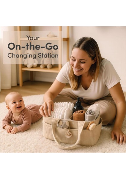 Bebek Bezi Caddy Organizatör Değiştirme Masası Için - Şık Kreş Depolama Sepeti Yenidoğan Essentials Bebek Leri (Yurt Dışından) fırsatları