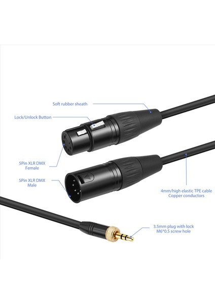 Nanlite Cb-Dmx-3 5c-1/2 Dmx 3 5mm Kablo Için 2x Forza 60 Iı 60C Pavotube Iı 150B ve 150 LED Işıklar (Yurt Dışından) indirimleri