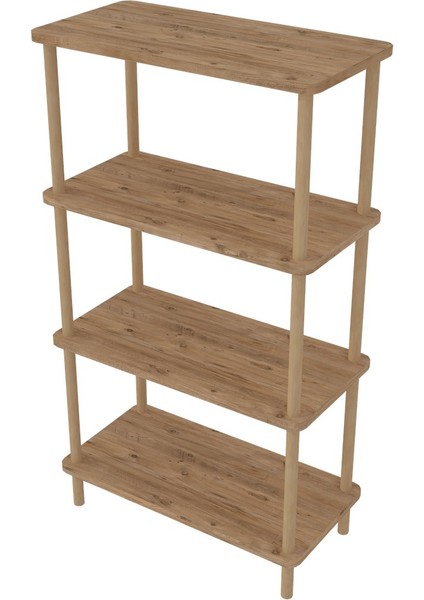 Lina 4 Katlı Atlantik Çam Ahşap Dikdörtgen Çok Amaçlı Raf Sehpa Kitaplık