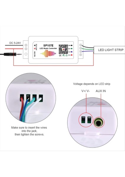 LED Şerit Işık Kontrol Cihazı SP107E Müzik Denetleyicisi Için WS2812B WS2811 LED Şerit Işıklar DC5-24V Rgbıc Piksel Kontrolü (Yurt Dışından) fiyatları