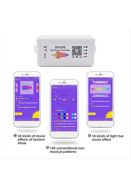 LED Şerit Işık Kontrol Cihazı SP107E Müzik Denetleyicisi Için WS2812B WS2811 LED Şerit Işıklar DC5-24V Rgbıc Piksel Kontrolü (Yurt Dışından) modelleri