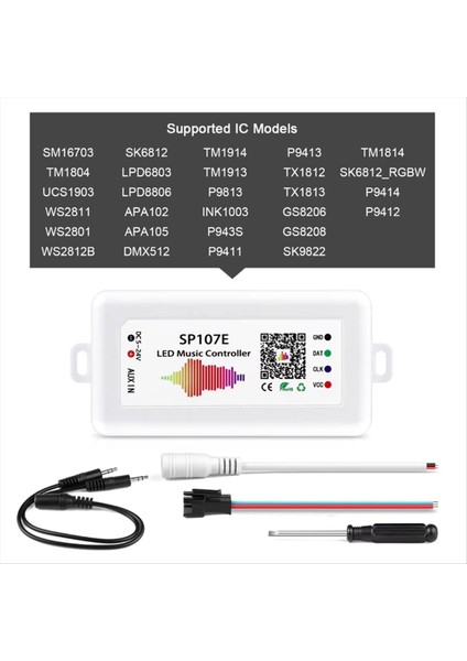 LED Şerit Işık Kontrol Cihazı SP107E Müzik Denetleyicisi Için WS2812B WS2811 LED Şerit Işıklar DC5-24V Rgbıc Piksel Kontrolü (Yurt Dışından) indirimleri