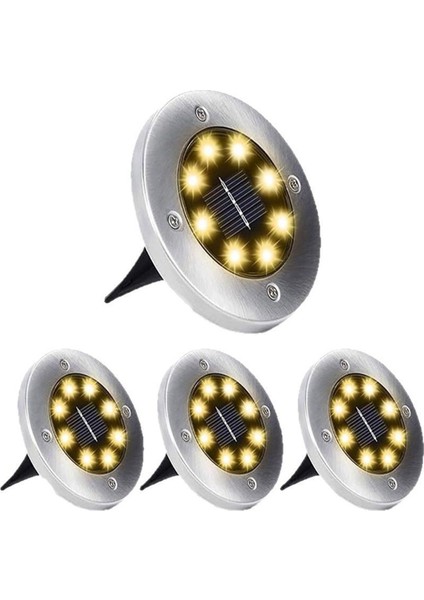 4 Adet 8led Güneş Enerjisi Disk Işık Açık Bahçe Güneş Yeraltı Işık Güverte Işık Spot Gömülü Güneş LED Lamba (Yurt Dışından) fiyatları