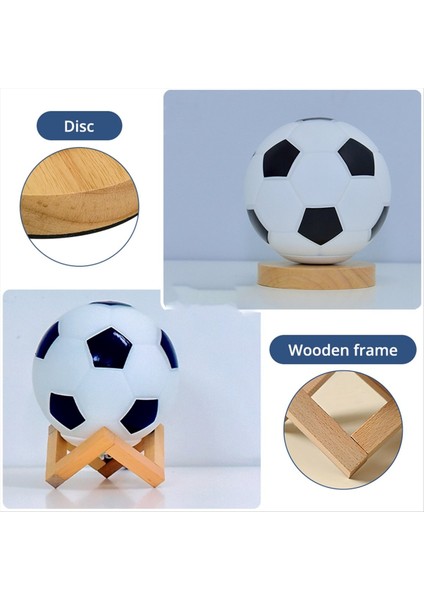 Futbol Gece Lambası USB LED Dairesel Masif Ahşap Cam Küçük Masa Lambası Başucu Yatak Odası Çalışma Dekorasyon Aydınlatma B (Yurt Dışından) indirimleri