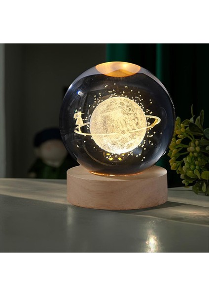 LED 3D Graved Galaxy Ball Gece Işık Yıldızlı Cam Küre Lambası, Ahşap Base Ev Dekoru Kadınlar ve Kızlar Için (Yurt Dışından) fırsatları