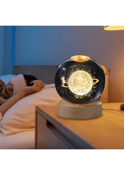 LED 3D Graved Galaxy Ball Gece Işık Yıldızlı Cam Küre Lambası, Ahşap Base Ev Dekoru Kadınlar ve Kızlar Için (Yurt Dışından) indirimleri