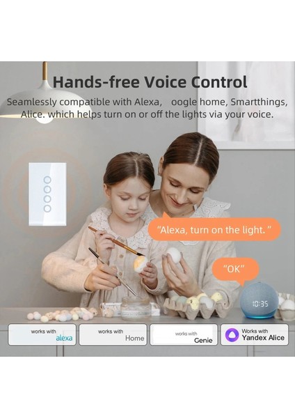 Wifi Akıllı Işık Anahtarı 2500W 2 Çete Dokunmatik Anahtarı Nötr Tel ile Alexa Google Home B (Yurt Dışından) fiyatları