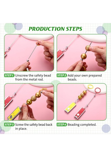 12SET Beadable Keychain 12 Pcs Beadable Anahtarlık Çubukları 12 Pcs Mini LED Işık, Anahtar Zincir Aksesuarları Toplu, Için (Yurt Dışından) fiyatları