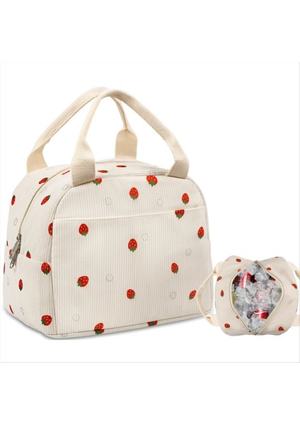 Yalıtımlı Öğle Yemeği Çantası, Yükseltilmiş Güçlü Tutamak, Moda Sevimli Kadife Öğle Yemeği Tote Çantaları Kadın Erkekler Için, Iş Için Serin Piknik (Yurt Dışından)