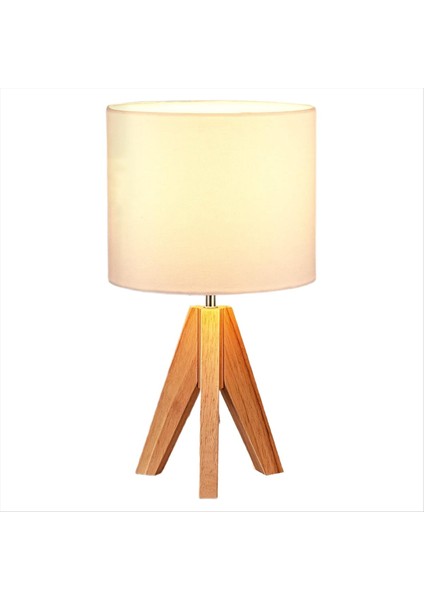 Tripod Masa Lambası Abajurlu Sevimli Başucu Lambası, Yatak Odası Için Komodin Lambası, Çocuk Odası, Oturma Odası, Ahşap Taban (Yurt Dışından)