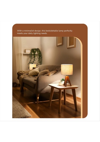 Tripod Masa Lambası Abajurlu Sevimli Başucu Lambası, Yatak Odası Için Komodin Lambası, Çocuk Odası, Oturma Odası, Ahşap Taban (Yurt Dışından) fiyatları