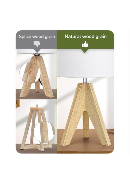Tripod Masa Lambası Abajurlu Sevimli Başucu Lambası, Yatak Odası Için Komodin Lambası, Çocuk Odası, Oturma Odası, Ahşap Taban (Yurt Dışından) indirimleri