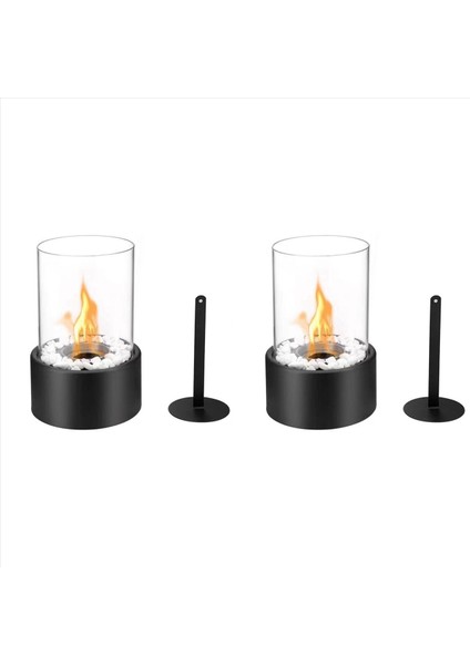 2x Küçük Masa Üstü Ateş Çukuru Kase Mini Taşınabilir Masa Üstü Alkol Şömine Kapalı Dumansız Temiz Siyah (Yurt Dışından)