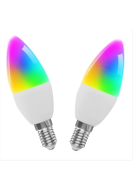 2pcs Tava Akıllı Wifi LED Ampul Beş Yönlü Spiral Mum Ampul Wifi Rgb Ampul Uzaktan Kumanda ve Ses Kontrolü 5W (Yurt Dışından)
