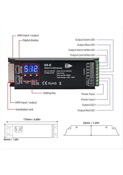 Rdm Dijital Ekranlı 5 Kanallı Dmx Dekoder DMX512 Dimmer Sürücüsü Pwm Rgbcct Rgbww Rgbw Işık Şeridi Için LED Denetleyici (Yurt Dışından) modelleri