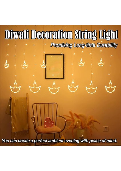 3 5 M Diwali Işık Odası USB LED Arka Plan Asılı Diyas Yatak Odası Deepavali Paketi Sıcak Beyaz (Yurt Dışından) modelleri