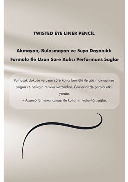 Asansörlü Göz Kalemi 01 Black Suya Dayanıklı Yumuşak Uç ile Kolay Uygulama fiyatları