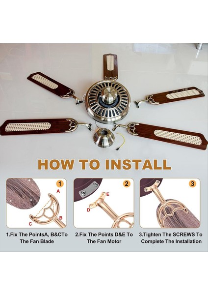 Tavan Vantilatörü Kanatları Kol Değişimi 4 Adet 52 Inç Vantilatör Pervanesi Yedek Parçalar Montaj Braketi Kiti Fransız Altın (Yurt Dışından) fırsatları