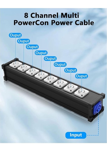 Sahne Işıkları Için 16A 8 Kanallı Çok Powercon Güç Kablosu Çıkışı LED Ekranlar Hareketli Kafalar Pro Ses ve Daha Fazlası (Yurt Dışından) modelleri