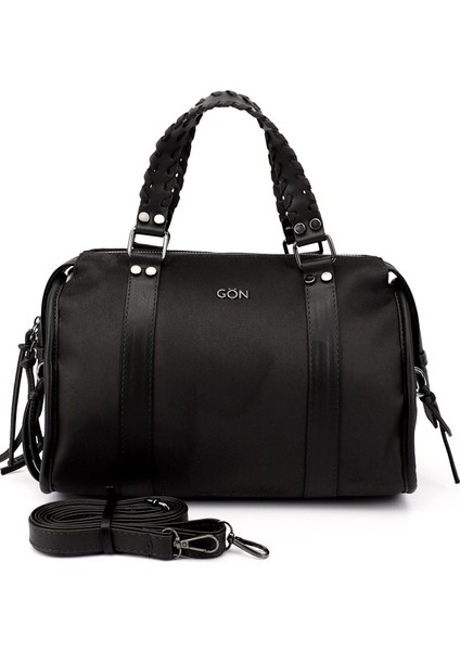 Kadın Siyah Süete Siyah El ve Omuz Çantası