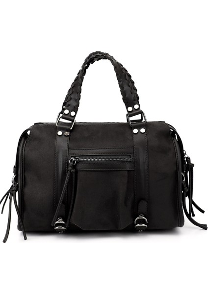 Kadın Siyah Süete Siyah El ve Omuz Çantası fırsatları