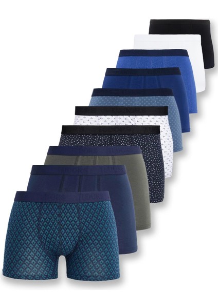 Erkek 10'lu Likralı Pamuklu Esnek Kumaş Premium Seri Boxer
