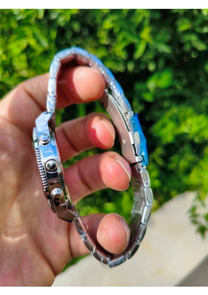 Lüks Tasarım Versage Stil Erkek Kol Saati Gümüş Yeşil Kadran Şık Çelik Erkek Kol Saati fiyatları