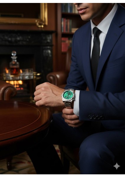 Lüks Tasarım Versage Stil Erkek Kol Saati Gümüş Yeşil Kadran Şık Çelik Erkek Kol Saati fırsatları