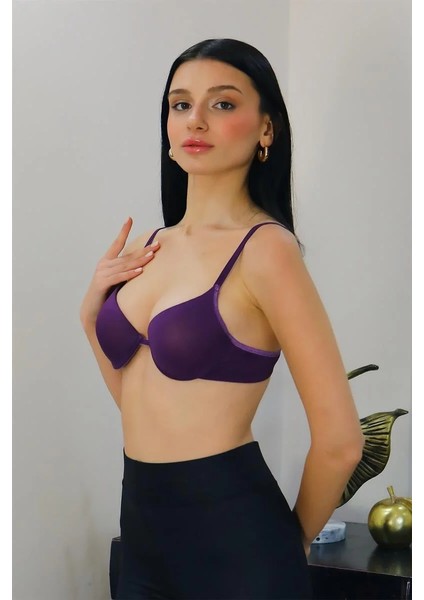 Kadın Destekli Balenli Sütyen Mor modelleri