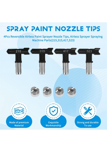 4 Adet Tersinir Havasız Boya Püskürtme Ucu, Havasız Püskürtme Makinesi Parçaları (215,315,417,523) (Yurt Dışından) fırsatları