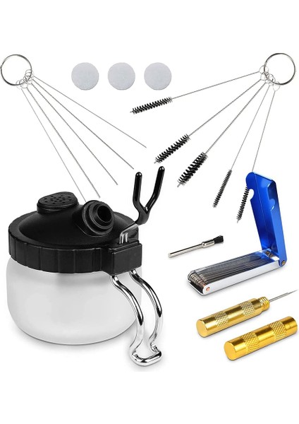 Airbrush 13 Parçalı Airbrush Temizleme Seti - Airbrush Temizleme Kabı, Tutucu ve Mini Fırça Başlığı ile Cam Temizleme Kavanozu (Yurt Dışından)