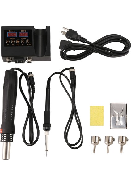 2'si 1 Arada Lehimleme Istasyonu 8898 Dijital Ekranlı Kaynak Tamir Istasyonu Elektrikli Lehimleme Demiri Sıcak Hava Tamir Aletleri Abd Fişi (Yurt Dışından)