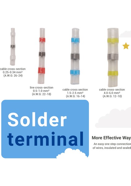100 Adet Lehim Contası Isıyla Daralan Uçlu Konnektör Terminalleri Elektrik Bakır Kılıflı (35 Kırmızı 30 Mavi 25 Beyaz 10 Sarı) (Yurt Dışından) indirimleri