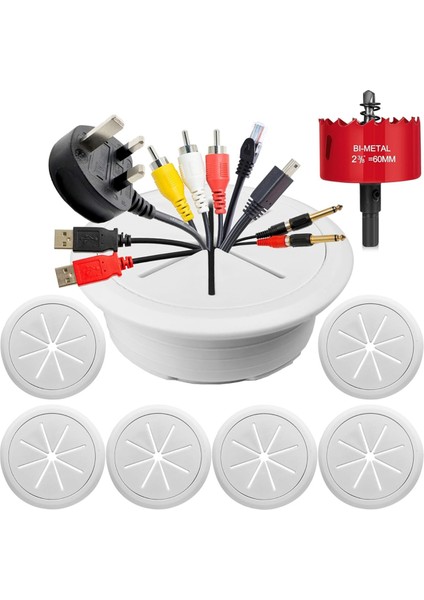Adet Tv Kablosu Gizleyici 2-3/8 Inç (60 Mm) Duvar Kablo Yönetim Kiti Duvara Monte Tv Delik Testeresi Matkap A Parçası Için Kablo Gizleyici (Yurt Dışından)
