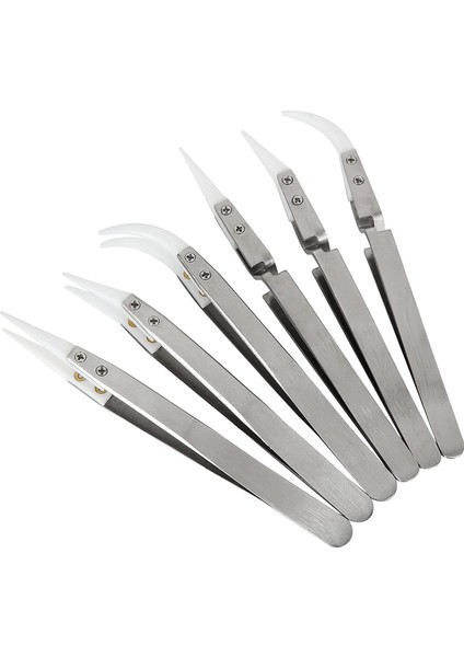 6 Adet Hassas Seramik Ters Lehim Cımbızı, Iletken Olmayan, Anti-Manyetik Sivri ve Kavisli Uçlu Cımbız Seti (Yurt Dışından)