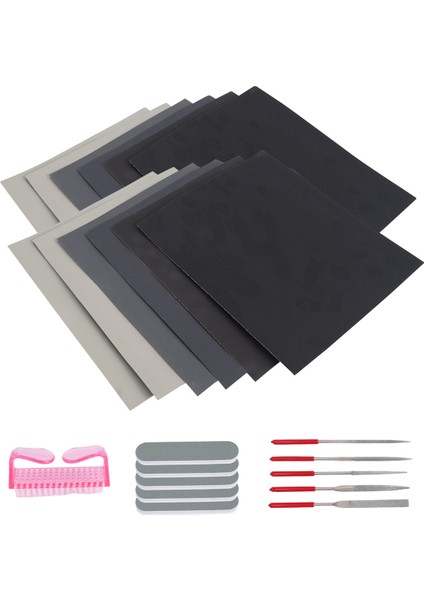 23 Parça Reçine Döküm Aletleri Seti, Epoksi Reçine Cilalama Seti, 12 Zımpara Kağıdı, 5 Cila Bloğu, 5 Şekil Dosyası, 1 Fırça (Yurt Dışından) modelleri