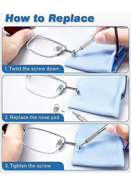 Gözlük Burun Pedleri, 12 Çift Burun Pedli Yumuşak Silikon Gözlük Burun Pedi Tamir Takımı, 24 Üniversal Vida (Yurt Dışından) modelleri