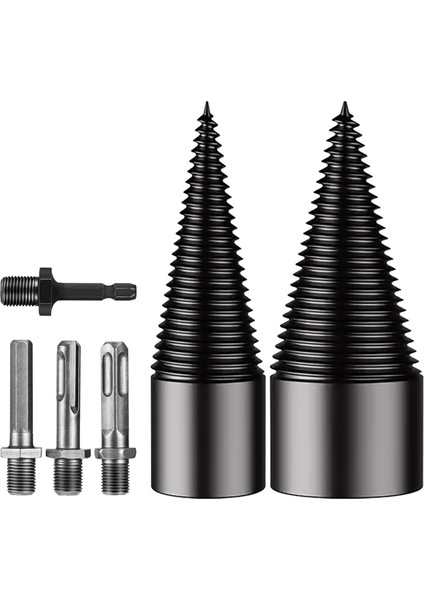 42MM+32MM Yakacak Odun Kütük Ayırıcı, Odun Ayırıcı Kütük Uçları, Yakacak Odun Çıkarılabilir Matkap Ucu, Siyah Çelik Altıgen Saplı Vida Konisi (Yurt Dışından)