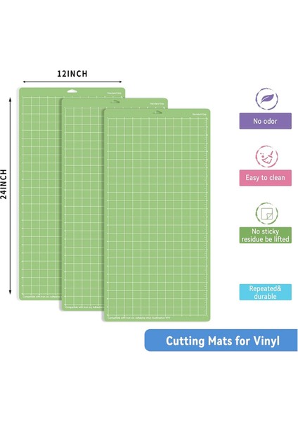 3'lü Kesme Matı Paketi - 12X24 Inç Yeşil Standart Kavramalı Kesme Matı Aksesuarları, Yeşil (Yurt Dışından) modelleri