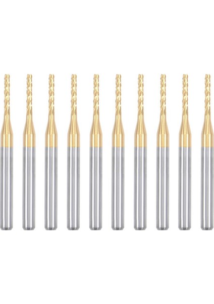 Pcb Makinesi Için 10 Adet Titanyum Kaplama Karbür Uçlu Freze Gravür Freze Kesici Cnc Yönlendirici Uçları, 1/8 Inç Şaft 1,5 mm (Yurt Dışından)