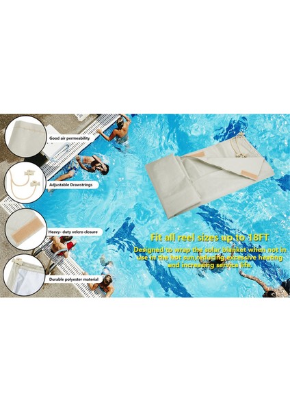 Yüzme Havuzu Güneş Enerjili Makara Kılıfı Su Geçirmez Havuz Güneş Enerjili Battaniye Makara Kılıfı 18' Genişliğe Kadar Havuzlar Için Krem Beyaz (Yurt Dışından)