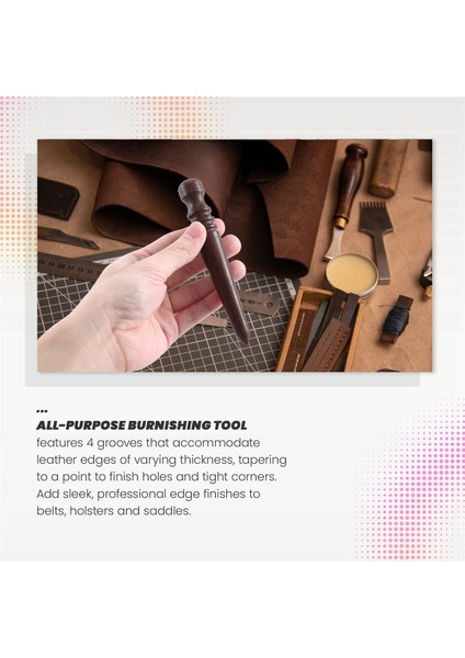 Ahşap Deri Parlatma Aleti - Konik Kenarlı Parlatıcı, Çeşitli Deri Kalınlıklarının Parlatılması Için 4 Oluğa Sahiptir (Yurt Dışından) modelleri