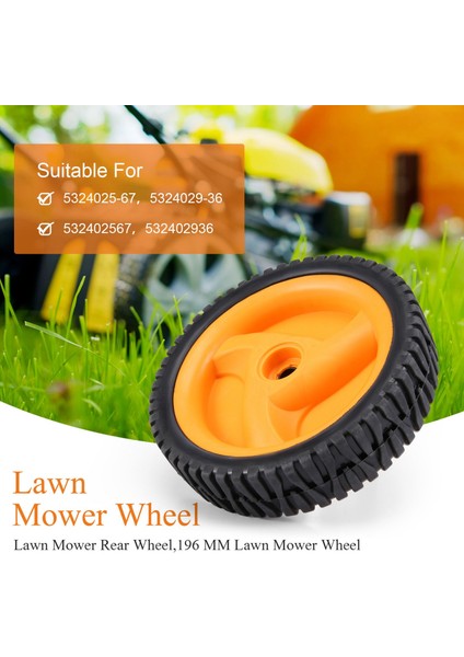 Husqvarnaa Mcculloch 5324025-67, 5324029-36, 532402567, 532402936 Için 196 mm Çim Biçme Makinesi Tekerleği (Yurt Dışından) indirimleri