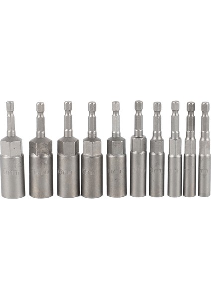 10 Parça 1/4 Inç Anahtar Altıgen Uç Soket Seti Derin Uzun 1/2 Inç Matkap Uçları (Yurt Dışından)