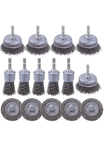 15'li Paket Karbon Çelik Tel Fırça, Bardak Fırça, Kalem Fırça Seti (Yurt Dışından)