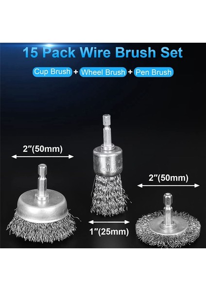 15'li Paket Karbon Çelik Tel Fırça, Bardak Fırça, Kalem Fırça Seti (Yurt Dışından) fiyatları
